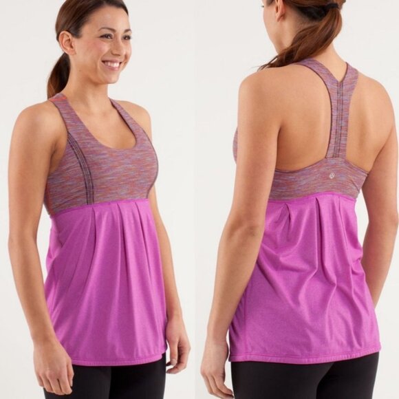 Lululemon Power Dance Tank Ultra Violet Built In Bra Size 6 Heathered Purple Top - Picture 1 of 9